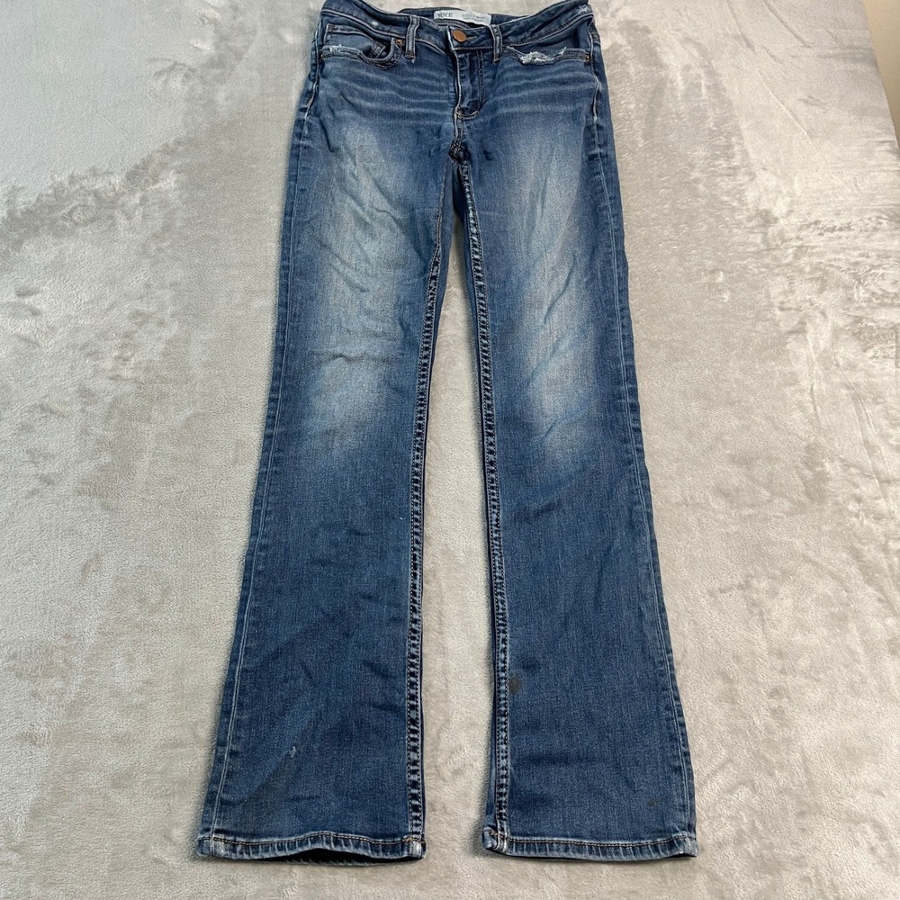 BKE Stella Slim Fit Tailored Bootcut Jeans Blue Distressed 28x33.5 (26x31)